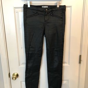 Madewell Skinny Black Coated Sheen Moto Jeans 25